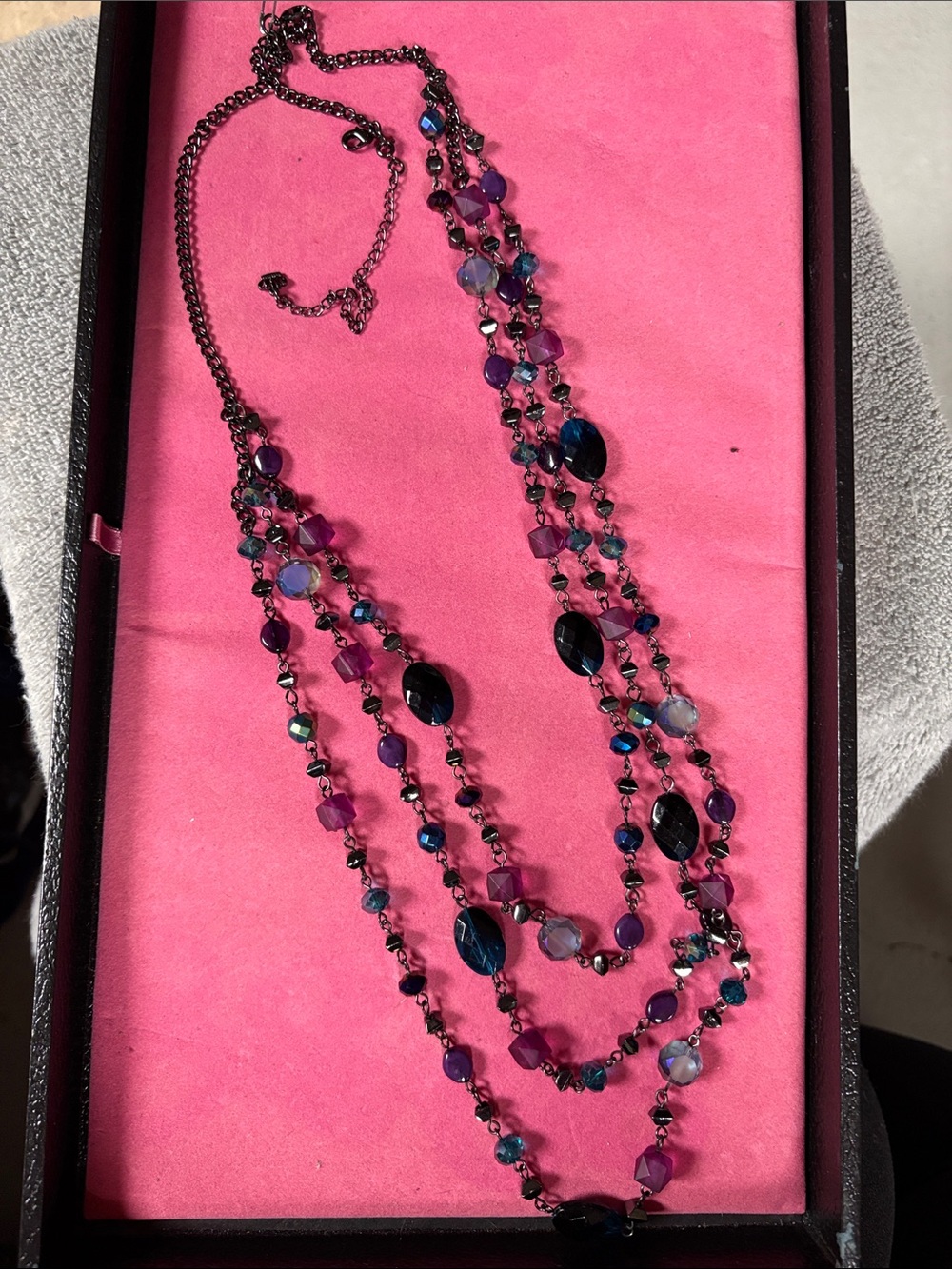 Premier Designs Purple & Blue Multi-Strand Beaded Necklace
